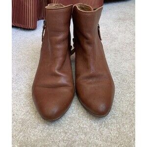 Frye Women's‎ 10M Judith Booties Ankle Boots Cognac Brown Leather Double Zip